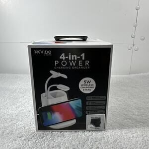 Vibe Essential Wireless Charging Stand 4- In- 1 Power Charging Organizer